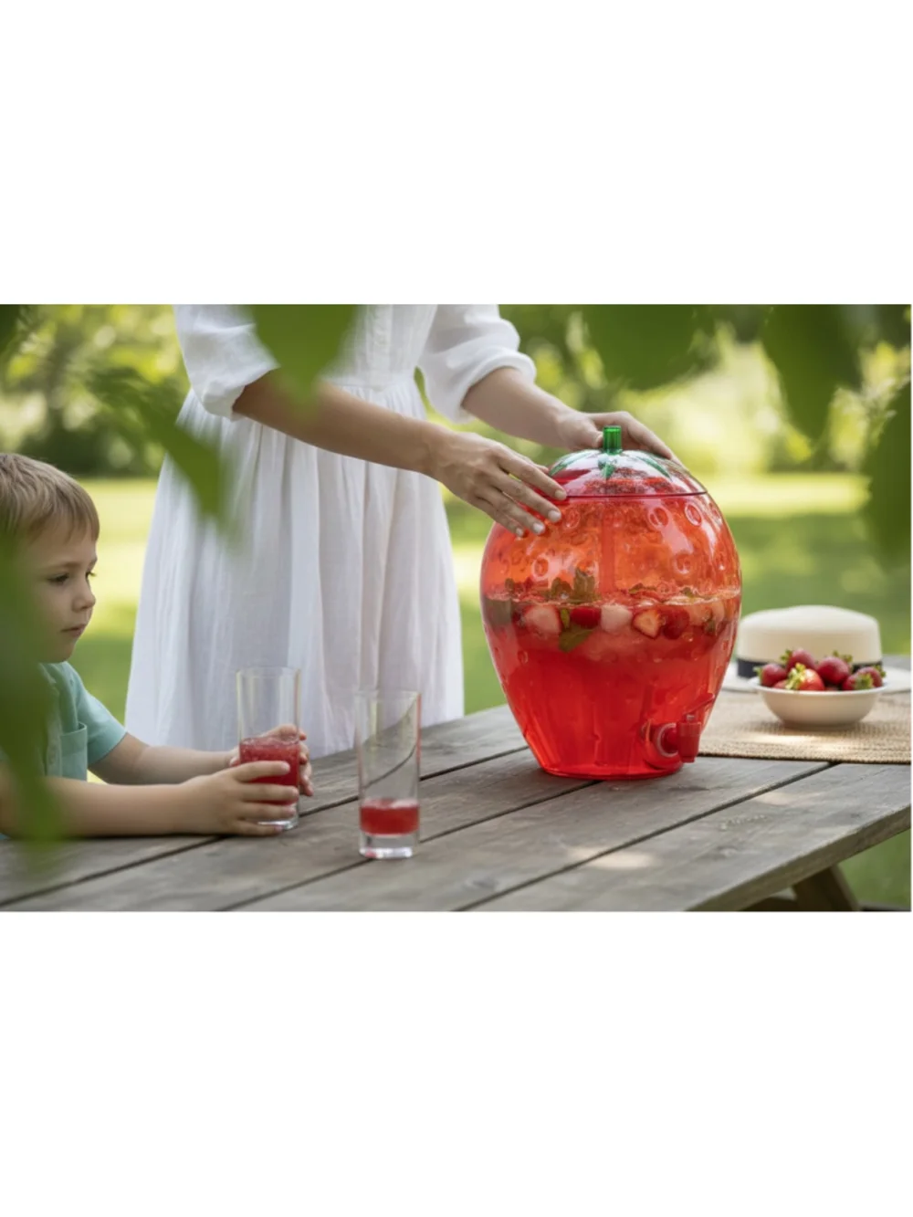 Strawberry Shaped Beverage Dispenser One Size Red Green